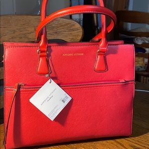 Adrienne Vittadini red Large zipper tote